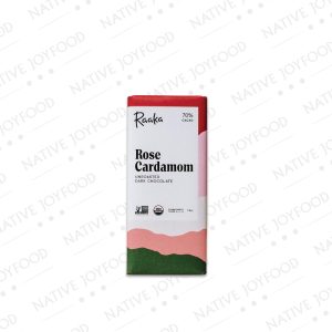 Tavoletta di cioccolato Raaka con rosa e cardamomo