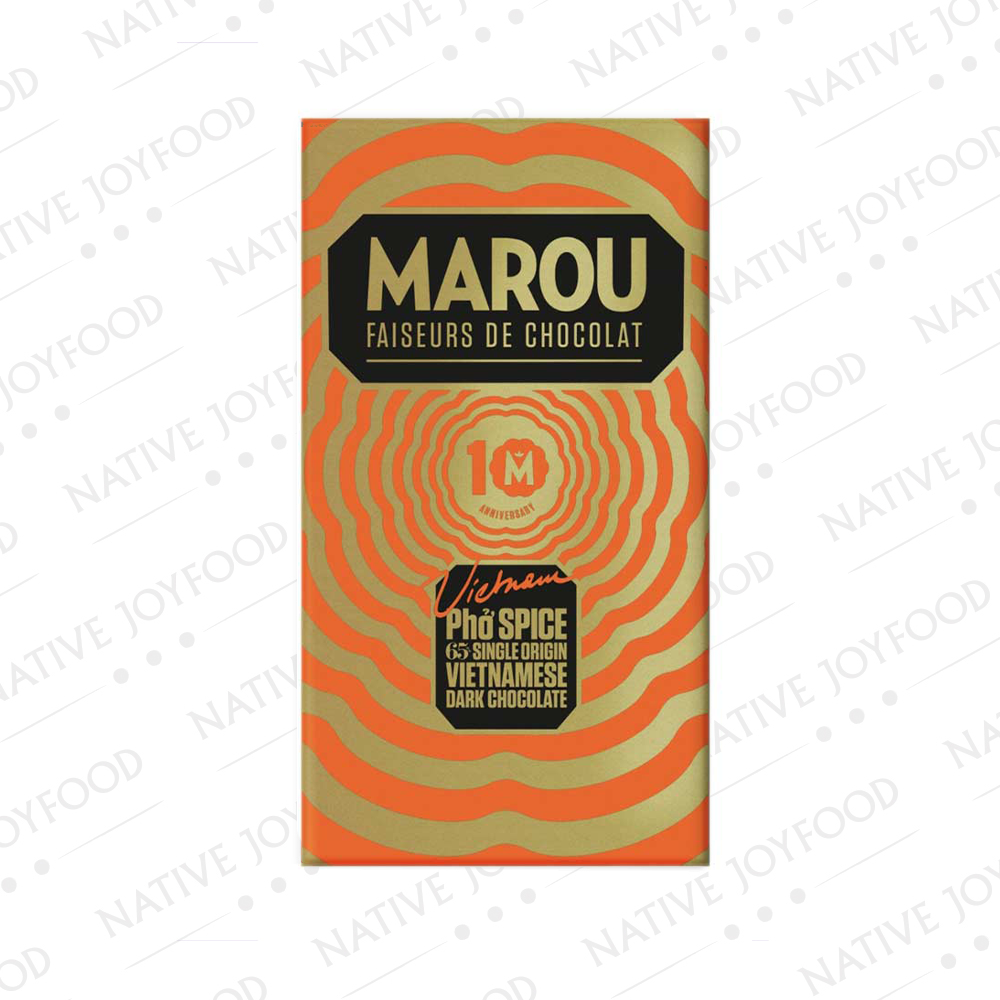 Tavoletta Marou Chocolate Pho Spice con confezione arancione e oro