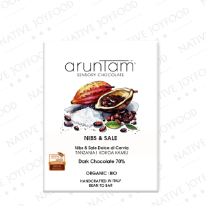 Aruntam Sensory Chocolate Tavoletta di Cioccolato Fondente 70% Nibs & Sale